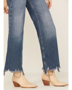 Free People Women's Straight Up Baggy Medium Wash High Rise Jeans