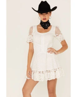 Maia Bergman Women's Ori Crochet Eyelet Short Sleeve Mini Dress 9 Maia Bergman Women's Ori Crochet Eyelet Short Sleeve Mini Dress -Ariat Store 2000367308 100 P1