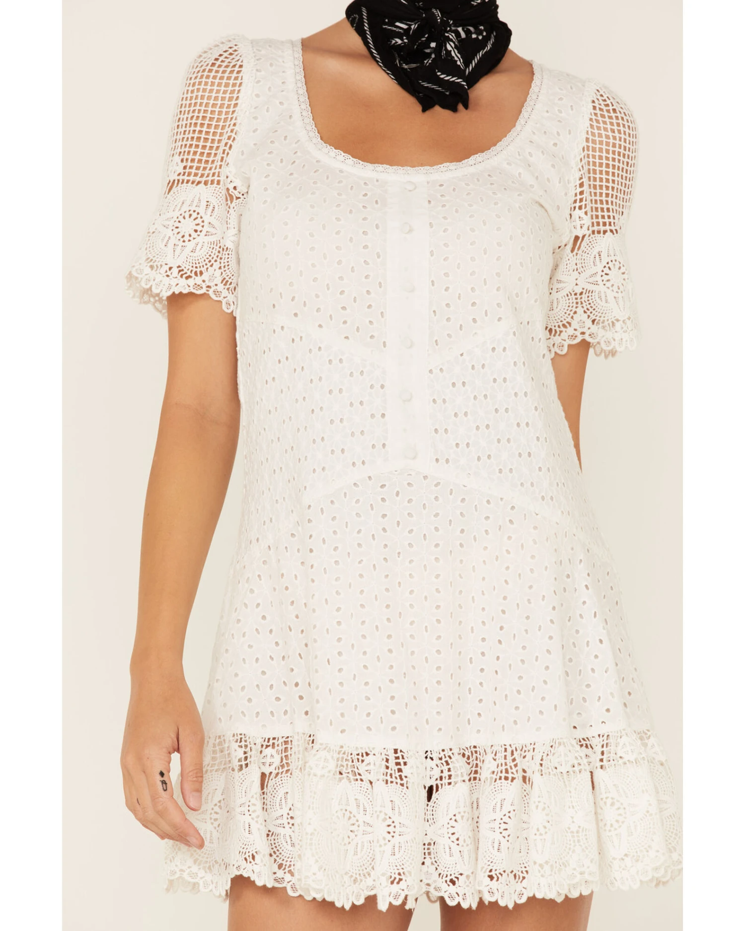 Maia Bergman Women's Ori Crochet Eyelet Short Sleeve Mini Dress 3 Maia Bergman Women's Ori Crochet Eyelet Short Sleeve Mini Dress
