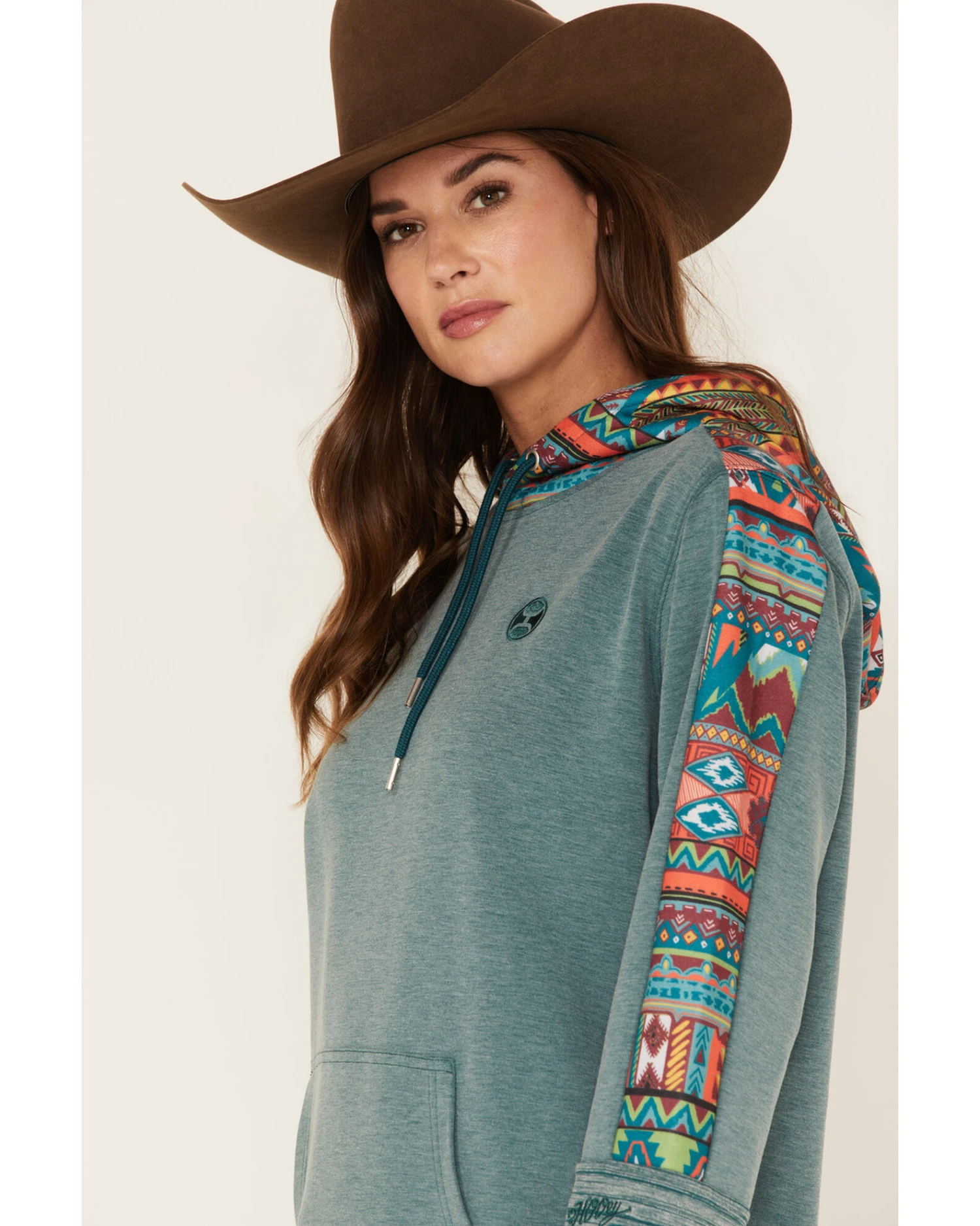 Hooey Women's Southwestern Contrast Print Canyon Hoodie 4 Hooey Women's Southwestern Contrast Print Canyon Hoodie - Image 2