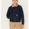 Carhartt Women's Medium Wash Relaxed Fit Denim Sherpa-Lined Jacket -Ariat Store 2000369934 400 P1