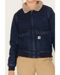 Carhartt Women's Medium Wash Relaxed Fit Denim Sherpa-Lined Jacket 9 Carhartt Women's Medium Wash Relaxed Fit Denim Sherpa-Lined Jacket -Ariat Store 2000369934 400 P3