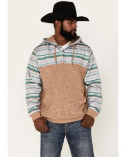 Hooey Men's Jimmy Multi-Colored Stripe 1/4 Button Hooded Pullover Sweatshirt -Ariat Store 2000370561 280 P1
