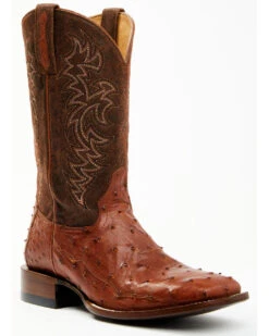 Cody James Men's Brandy Genuine Ostrich Exotic Western Boots - Broad Square Toe -Ariat Store 2000371858 600 P1