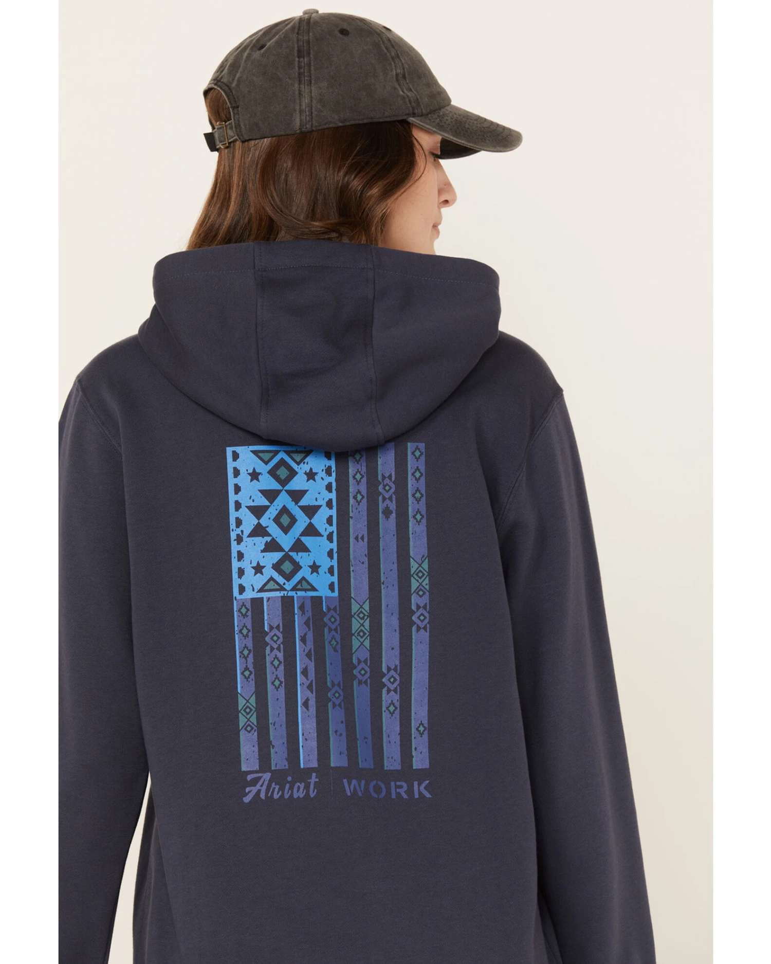 Ariat Women's Rebar Southwestern Flag Graphic Hooded Work Sweatshirt 3 Ariat Women's Rebar Southwestern Flag Graphic Hooded Work Sweatshirt