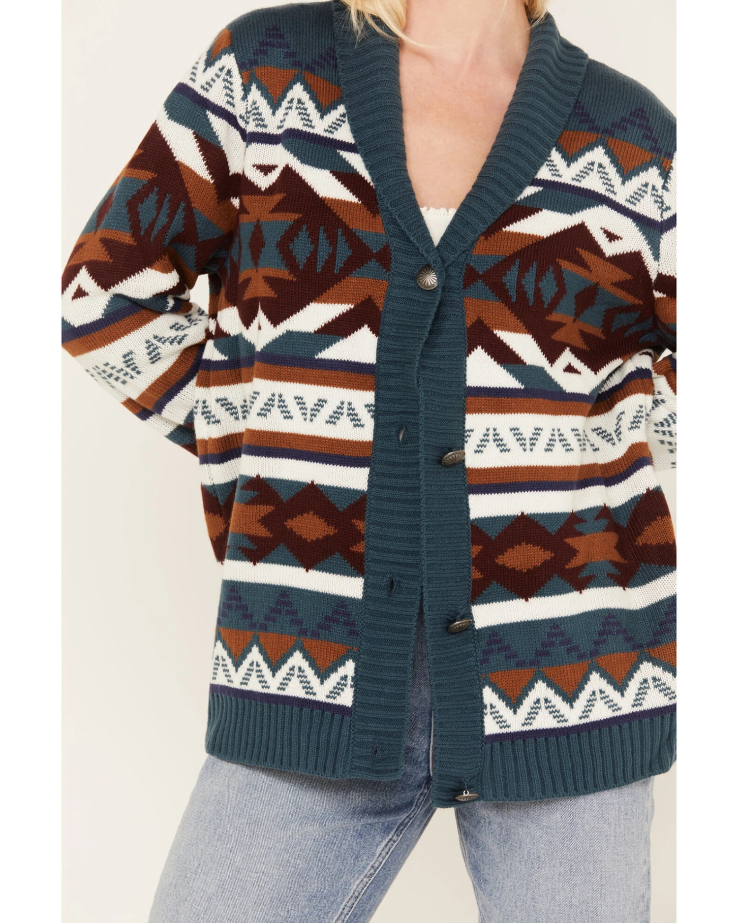 Wrangler Retro Women's Southwestern Striped Cardigan 4 Wrangler Retro Women's Southwestern Striped Cardigan - Image 2