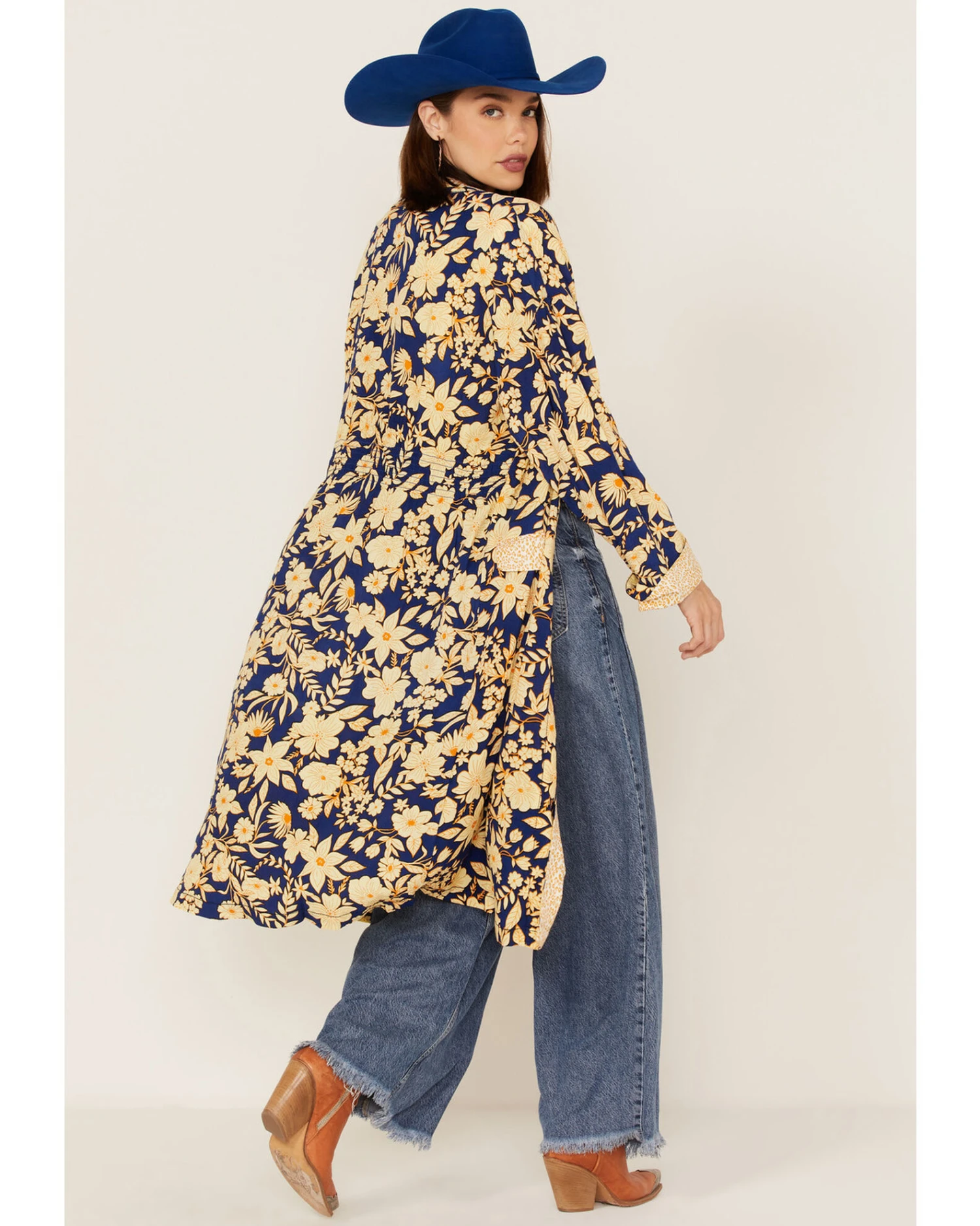 Free People Women's Wild Nights Floral Print Long Sleeve Kimono Duster 3 Free People Women's Wild Nights Floral Print Long Sleeve Kimono Duster