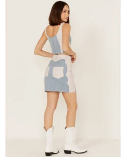 Understated Leather Women's Lil Mamma Scalloped Denim Leather Mini Skirt -Ariat Store 2000374928 400 P4