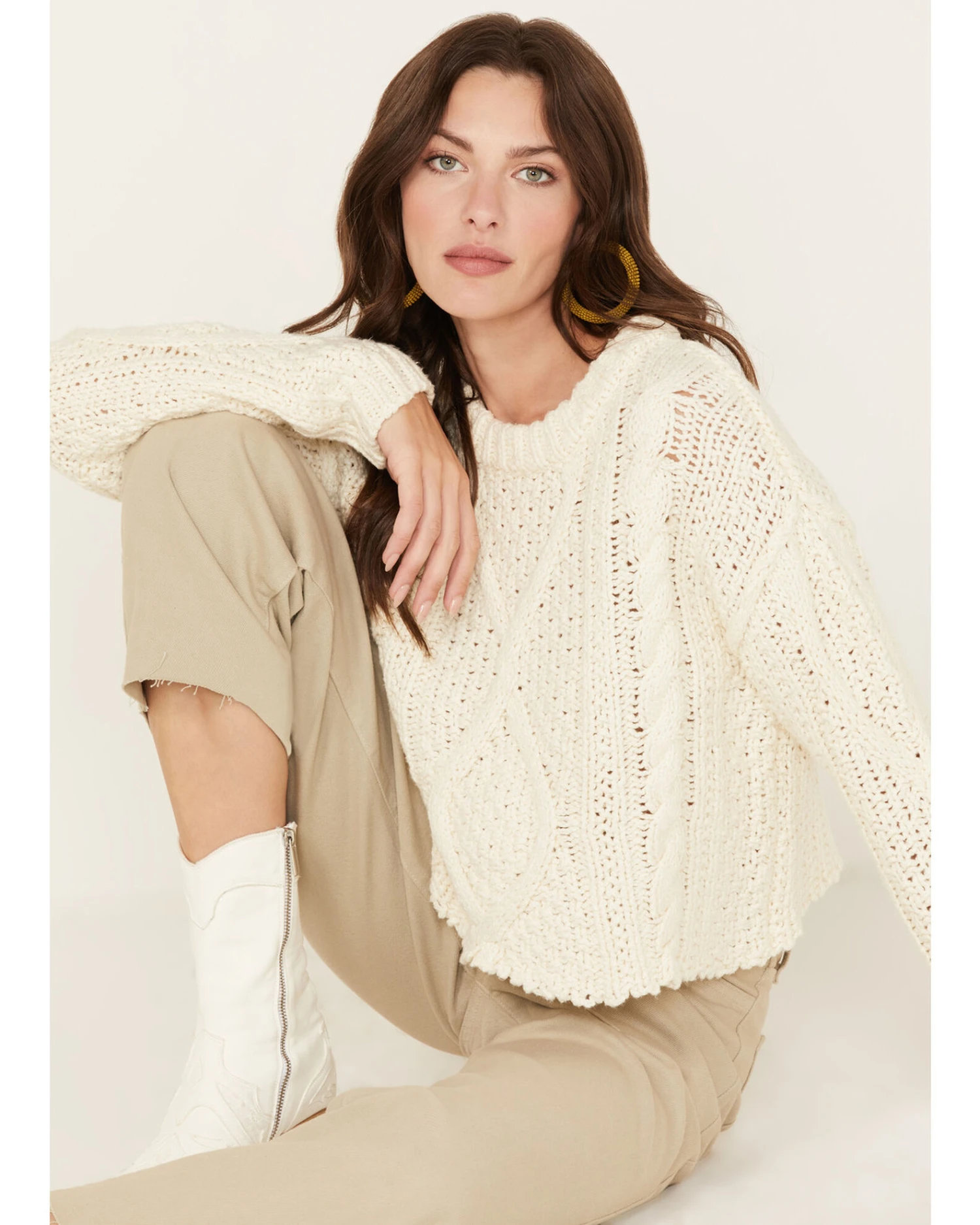 Free People Women's Cutting Edge Cable Knit Sweater 5 Free People Women's Cutting Edge Cable Knit Sweater - Image 3