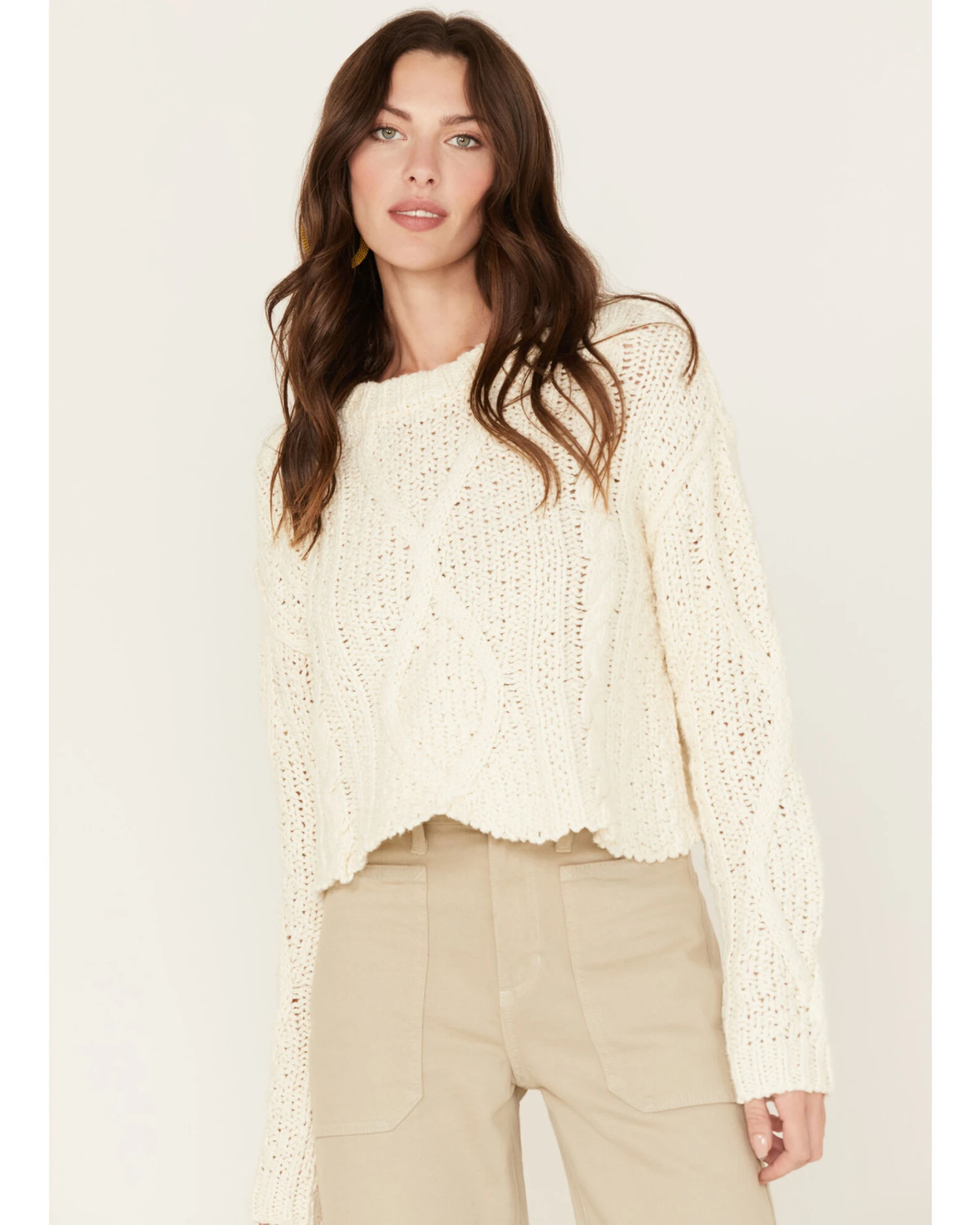 Free People Women's Cutting Edge Cable Knit Sweater 3 Free People Women's Cutting Edge Cable Knit Sweater