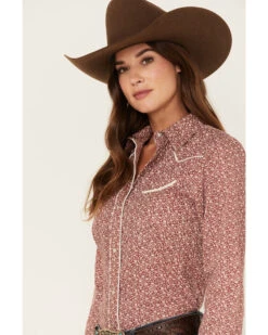 Roper Women's Ditsy Floral Print Long Sleeve Pearl Snap Retro Western Shirt -Ariat Store 2000378232 600 P2