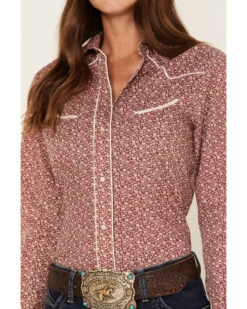 Roper Women's Ditsy Floral Print Long Sleeve Pearl Snap Retro Western Shirt -Ariat Store 2000378232 600 P3
