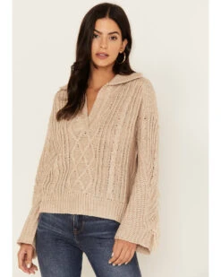 Revel Women's Cable Knit Collared Fringe Sweater -Ariat Store 2000378775 104 P1