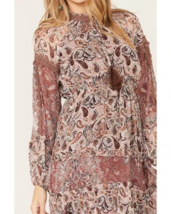 Miss Me Women's Paisley Print Ruffle Lace Tiered Dress 8 Miss Me Women's Paisley Print Ruffle Lace Tiered Dress -Ariat Store 2000379031 661 P3