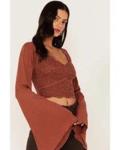 Shyanne Women's Embroidered Mesh Dot Poet Sleeve Crop Top -Ariat Store 2000380617 200 P2