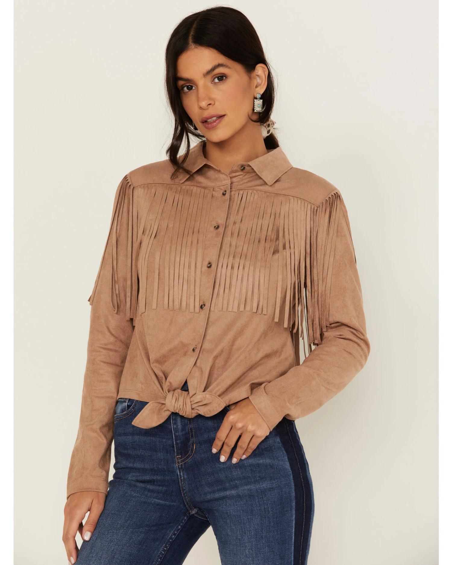 Idyllwind Women's Fate Tie-Front Faux Suede Fringe Shirt 3 Idyllwind Women's Fate Tie-Front Faux Suede Fringe Shirt