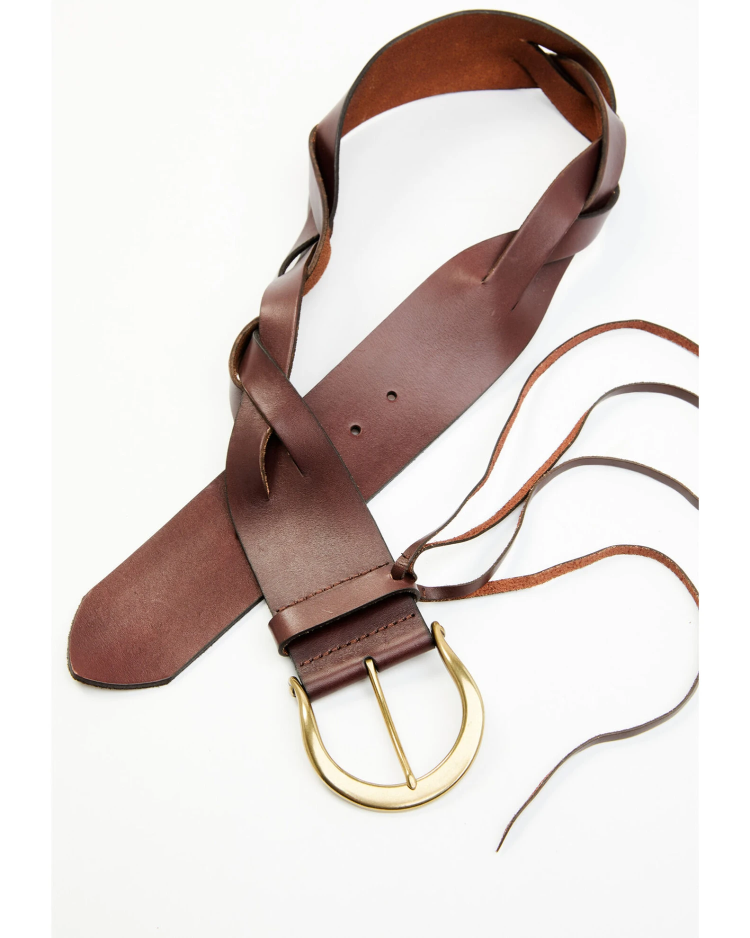 Cleo + Wolf Women's Brown Braided Fringe Belt 3 Cleo + Wolf Women's Brown Braided Fringe Belt