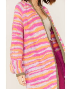 Free People Women's Pink Tiger Knit Duster -Ariat Store 2000381823 650 P3