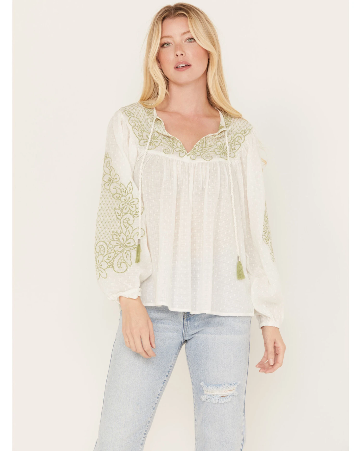 Cleo + Wolf Women's Embroidered Long Sleeve Blouse 4 Cleo + Wolf Women's Embroidered Long Sleeve Blouse - Image 2