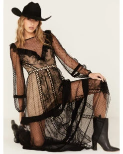 Wonderwest Women's Sheer Lace Long Sleeve Dress -Ariat Store 2000383188 001 P2