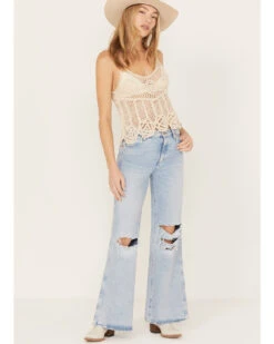 Wrangler Women's Light Wash Destructed Loose Flare Jeans 9 Wrangler Women's Light Wash Destructed Loose Flare Jeans -Ariat Store 2000383490 400 P1