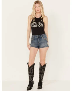 Idyllwind Women's Onslow Medium Wash Mid Rise Rebel Embellished Stretch Shorts 8 Idyllwind Women's Onslow Medium Wash Mid Rise Rebel Embellished Stretch Shorts -Ariat Store 2000386833 414 P1