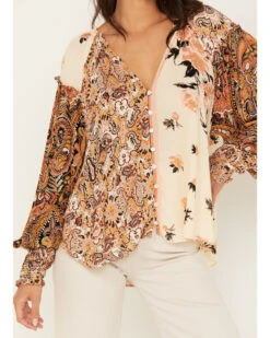 Free People Women's Gemini Pieced Western Blouse 9 Free People Women's Gemini Pieced Western Blouse -Ariat Store 2000387361 295 P3