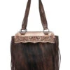 Montana West Women's Floral Tooled Hair-On Leather Concealed Carry Tote Bag