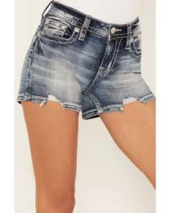 Miss Me Women's Medium Wash Mid Rise Leather Fleur De Lis Denim Shorts 7 Miss Me Women's Medium Wash Mid Rise Leather Fleur De Lis Denim Shorts -Ariat Store 2000388610 414 P4