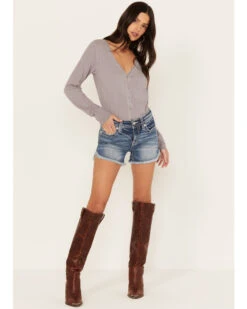 Miss Me Women's Light Wash Mid Rise Americana Star Wing Frayed Hem Shorts -Ariat Store 2000388619 450 P3