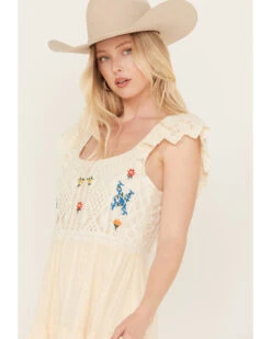 Miss Me Women's Floral Crochet Flutter Sleeveless Tier Mini Dress 9 Miss Me Women's Floral Crochet Flutter Sleeveless Tier Mini Dress -Ariat Store 2000389765 101 P2