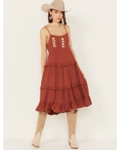 Bila77 Women's Floral Embroidered Tier Midi Dress 8 Bila77 Women's Floral Embroidered Tier Midi Dress -Ariat Store 2000392115 220 P1