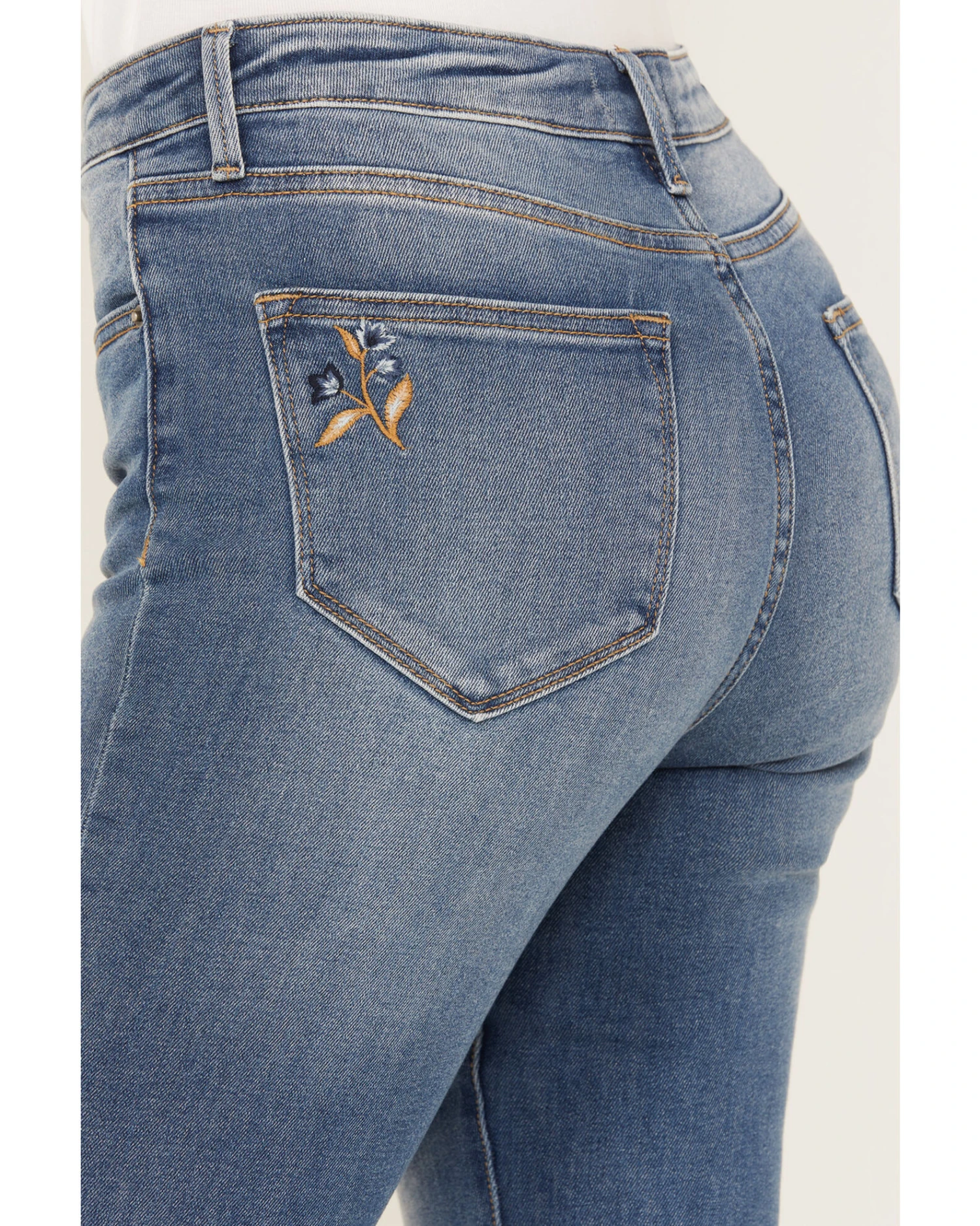 Driftwood Women's Medium Wash High Rise Flare Paisley Hem Jeans 6 Driftwood Women's Medium Wash High Rise Flare Paisley Hem Jeans - Image 4