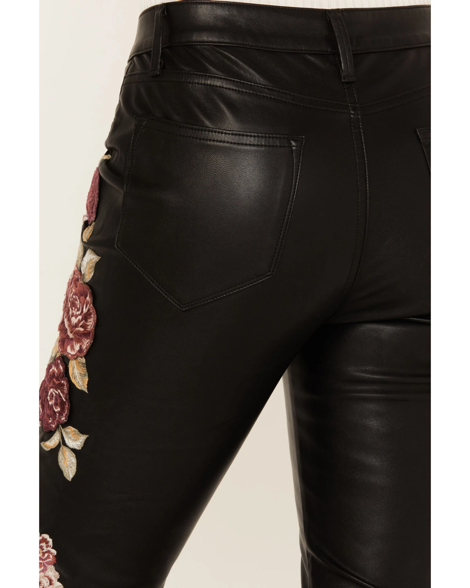 Driftwood Women's High Rise Vegan Leather Fallen Roses Flare Pants 4 Driftwood Women's High Rise Vegan Leather Fallen Roses Flare Pants - Image 2