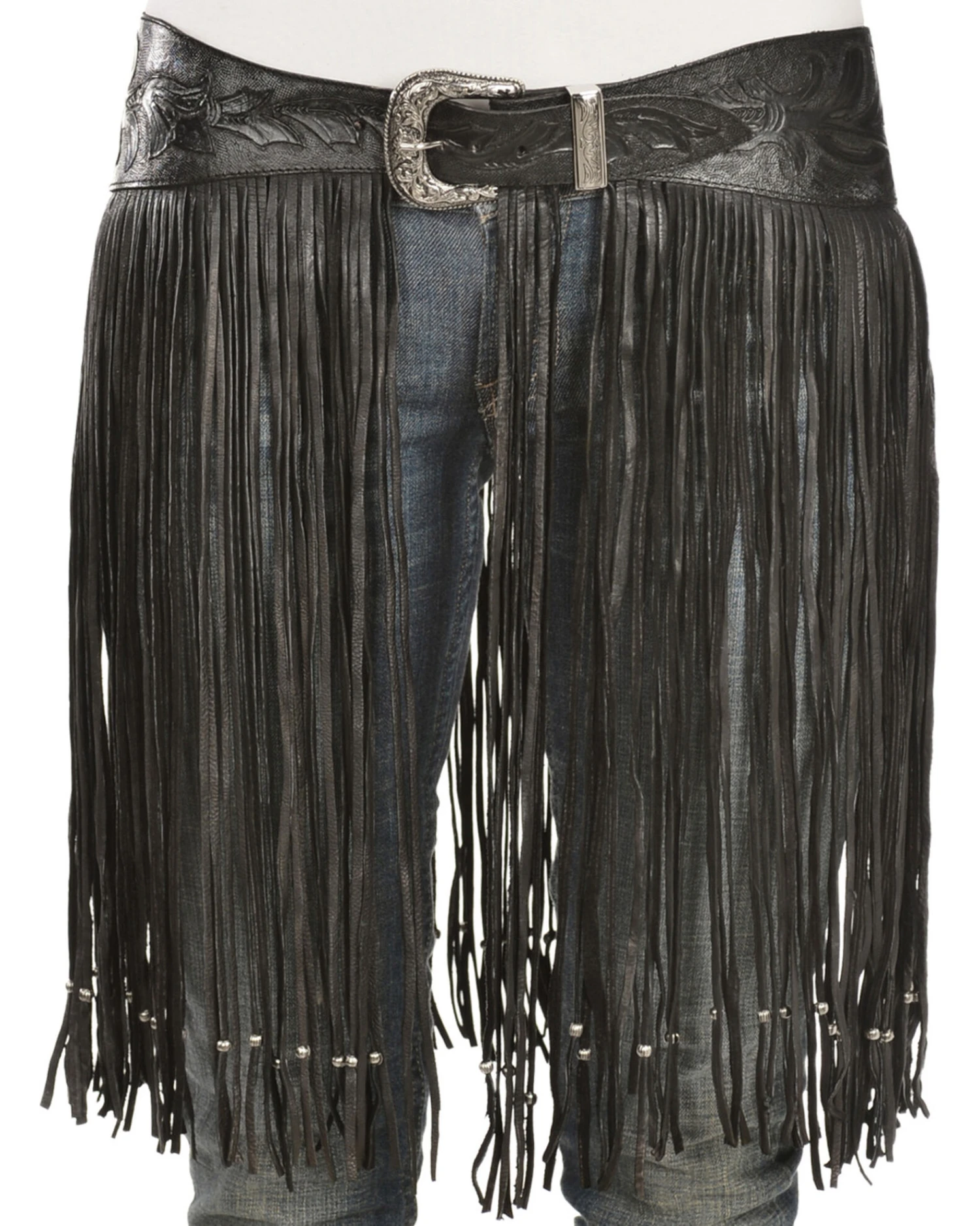 Kobler Leather Women's Hand-Tooled Beaded Fringe Belt 5 Kobler Leather Women's Hand-Tooled Beaded Fringe Belt - Image 3