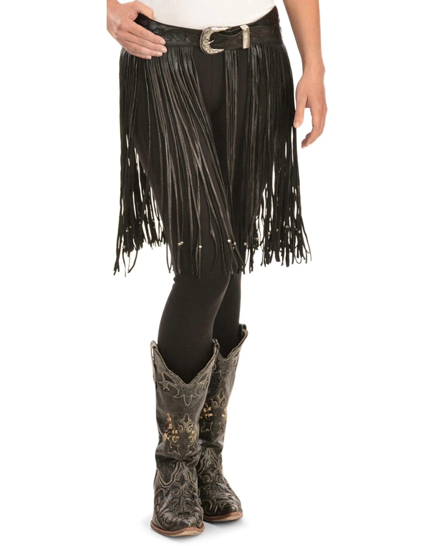 Kobler Leather Women's Hand-Tooled Beaded Fringe Belt 4 Kobler Leather Women's Hand-Tooled Beaded Fringe Belt - Image 2