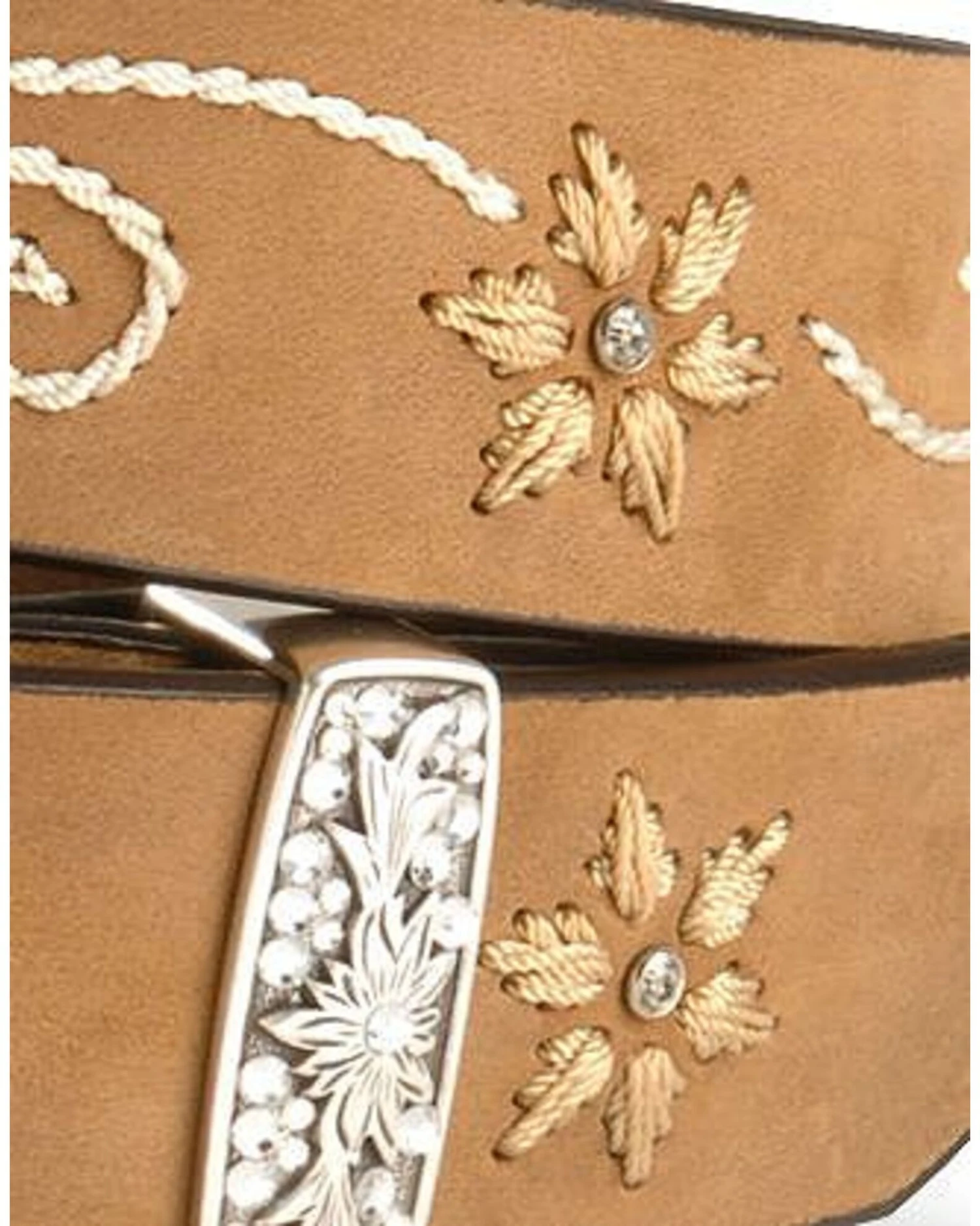 Nocona Belt Co. Women's Floral Stitched Leather Belt 5 Nocona Belt Co. Women's Floral Stitched Leather Belt - Image 3