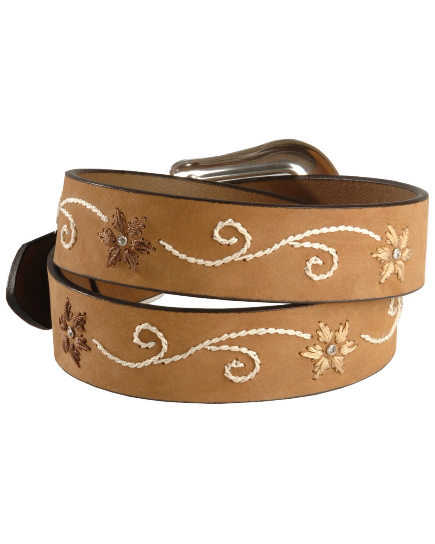 Nocona Belt Co. Women's Floral Stitched Leather Belt 3 Nocona Belt Co. Women's Floral Stitched Leather Belt